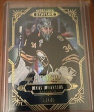 Upper Deck Stature Blue Rookie Jonas Johansson Buffalo Sabres #164 /45 2020-21