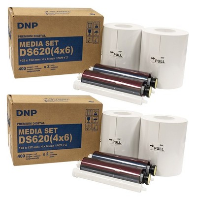 DNP 2x 4x6'' Dye Sub Media for DS620A Printer, 400 Prints Per Roll, 2 Piece