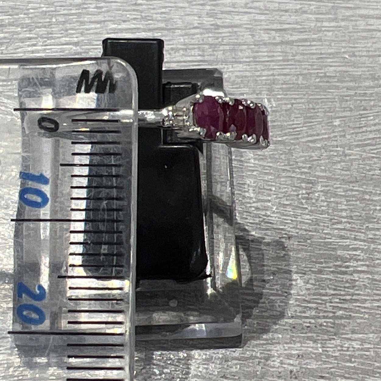 925 Sterling Silver Red Ruby Oval Five Stone Half… - image 7