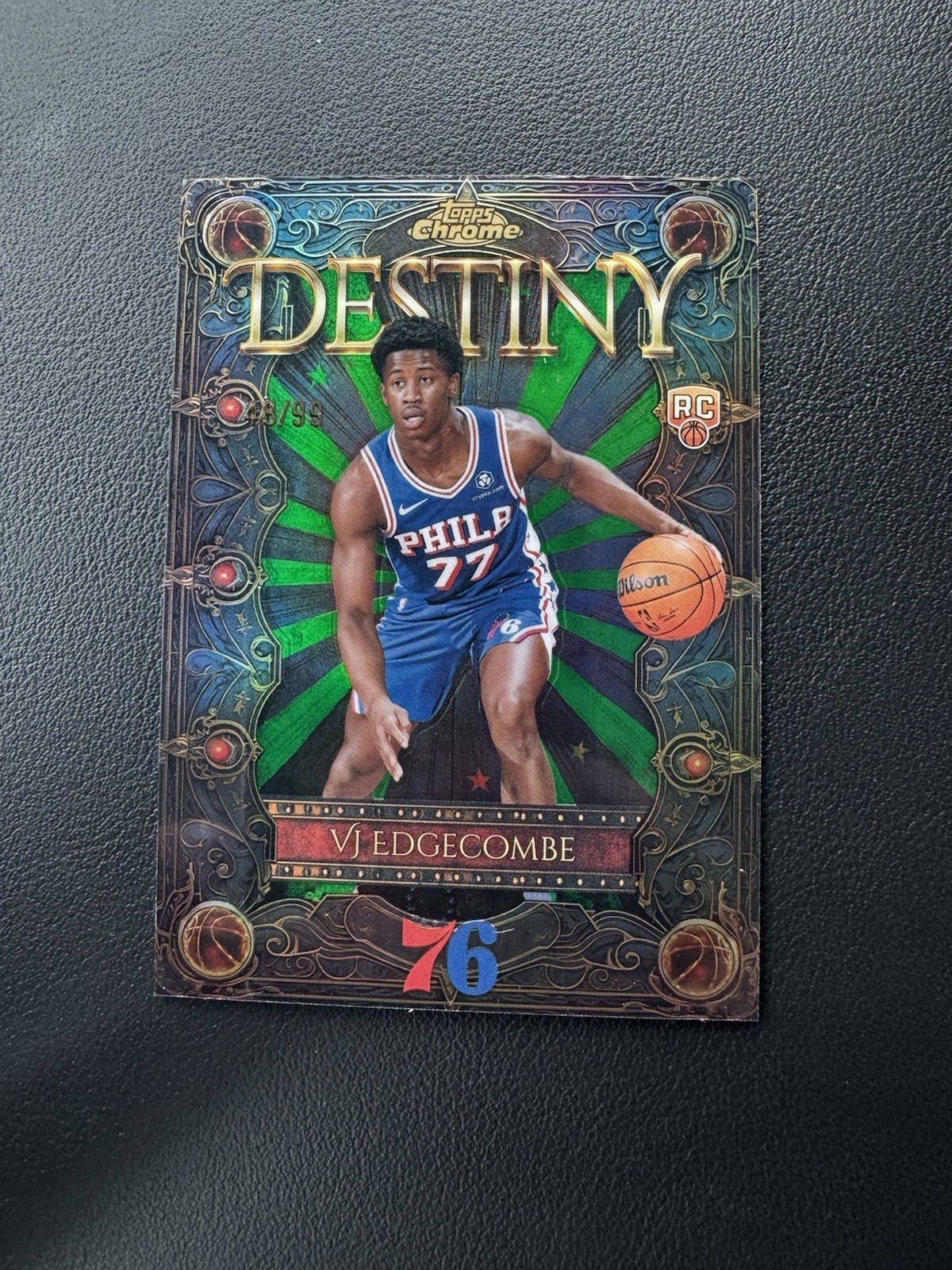 VJ Edgecombe 2025 Topps Chrome Basketball Rookie Card /99 Green Destiny