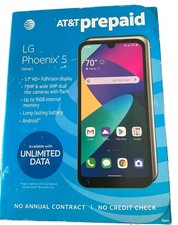 LG Phoenix 5 AT T LM-K300AM 16GB/2GB 5.7" Android Smartphone Silver Prepaid