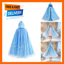 Girls Princess Cape Snowflake Hooded Cloak Costume Dress Up Halloween Party