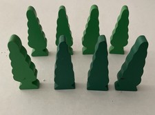 Thomas Wooden Train Trees Tree Narrow Trunk No Holes 3 Dark And 5 Light Green