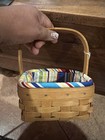 Longaberger 2002 Tarragon / Coaster Tote Basket Set - Sunny Day Stripe — photo 1