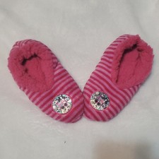 Barbie Pink Striped Ballet Slippers Non-Slip Women's size 5-6 or kids size 12-13