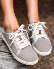 OluKai Pehuea Li Taupe Lace Up Women's Gray and Cream Casual Sneakers Size 7.5