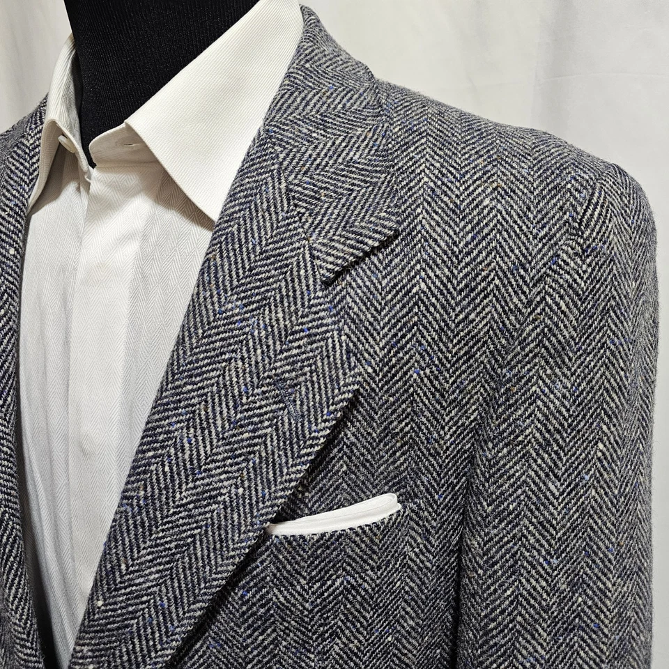 Blazer De Colección Crescent Donegal Tweed Hombres 44R Chaqueta Forrada de Lana Mancha de Espiga Foto 2 de 4