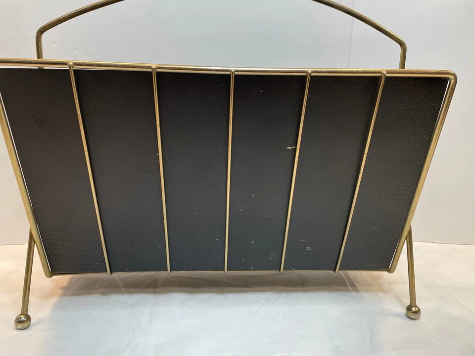 Soporte de metal moderno de mediados de siglo MCM para revistas vintage 17 x 9 x 14 Foto 2 de 4