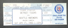FULL TICKET! 4/17/93 MARINERS/TIGERS-MIKE HAMPTON MLB DEBUT-148 WINS/16 HRS