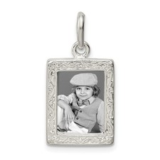 Sterling Silver Picture Frame Charm Necklace Womens
