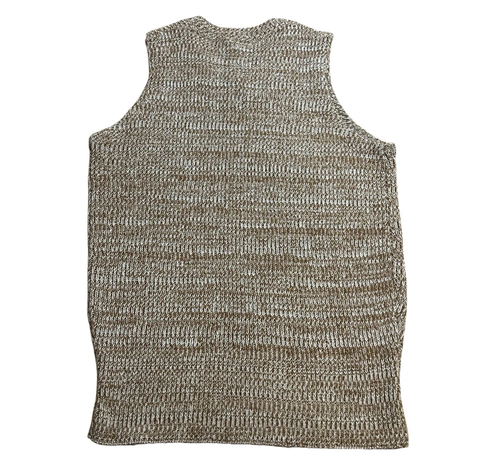 1970s Retro Grandpacore Space Dye Brown Sweater Vest Men’s S 34-40 Inch Chest - Image 4 of 4