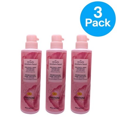 Pantene Miracle Moisture Boost Sulfate Free Shampoo with Rose Water 14.9 oz 3 Pa