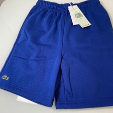 Lacoste Boys 12 Blue Sweat Shorts NEW Fleece Elastic Waist Embroidered Logo