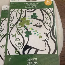 temporary Face Tattoos body art St. Pats Patrick s Day Paddy s Sparkle 20pc NIP