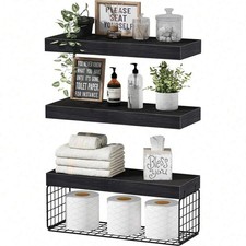 Bathroom Shelves Over Toilet Wall Mounted Floating 16" Set of 3