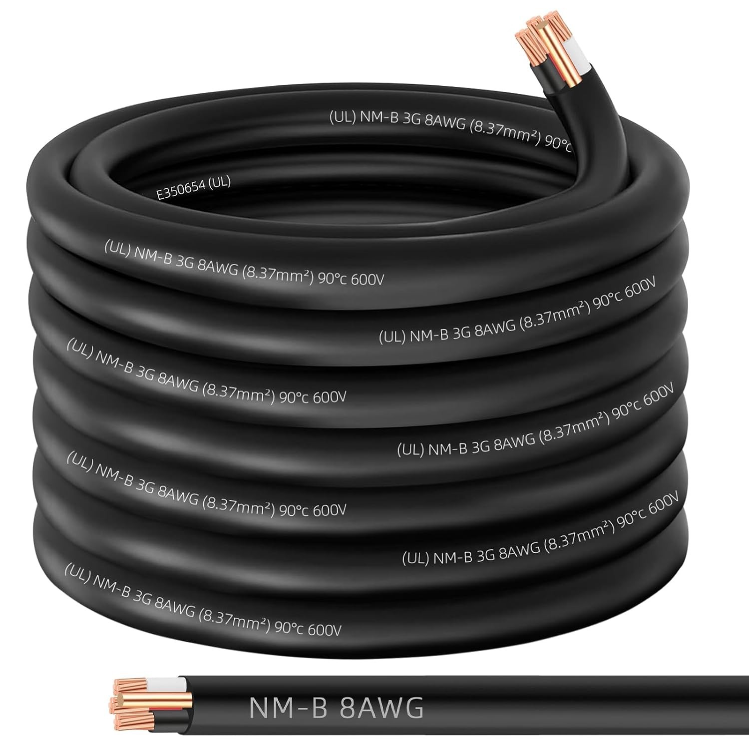 *NEW* 50ft NM-B 8/3 Wire with Ground – 8 AWG 3-Conductor Copper Electrical Cable
