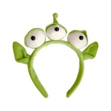 Three Eyed Alien Headband, Green Plush Cartoon Headband with Antenna, Cute Funny
