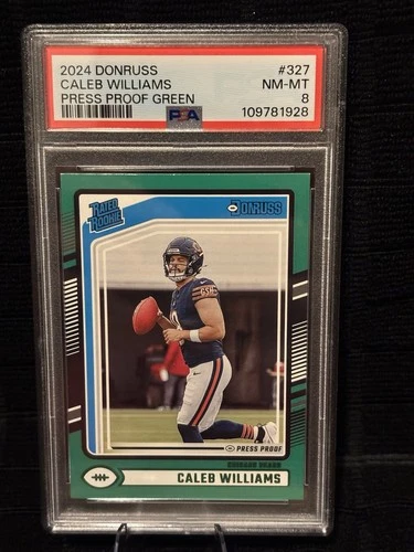 2024 Donruss Caleb Williams Press Proof Green #327 Rookie RC PSA 8 NM-MT * Bears