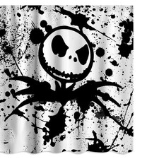 Skull Halloween Shower Curtain Nightmare Before Christmas Fabric Shower Curta...