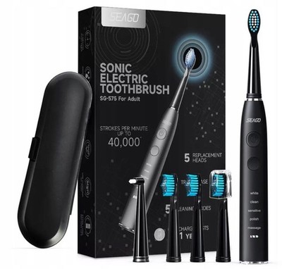 Sonic Toothbrush with 5 Brush Heads & Travel Case, 40000 Strokes/min, 5 Modes