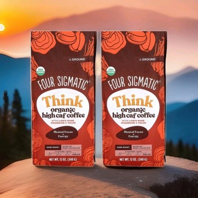 2 Bags Mushroom Four Sigmatic High Caffeine Ground Coffee Lions Mane 07/26 