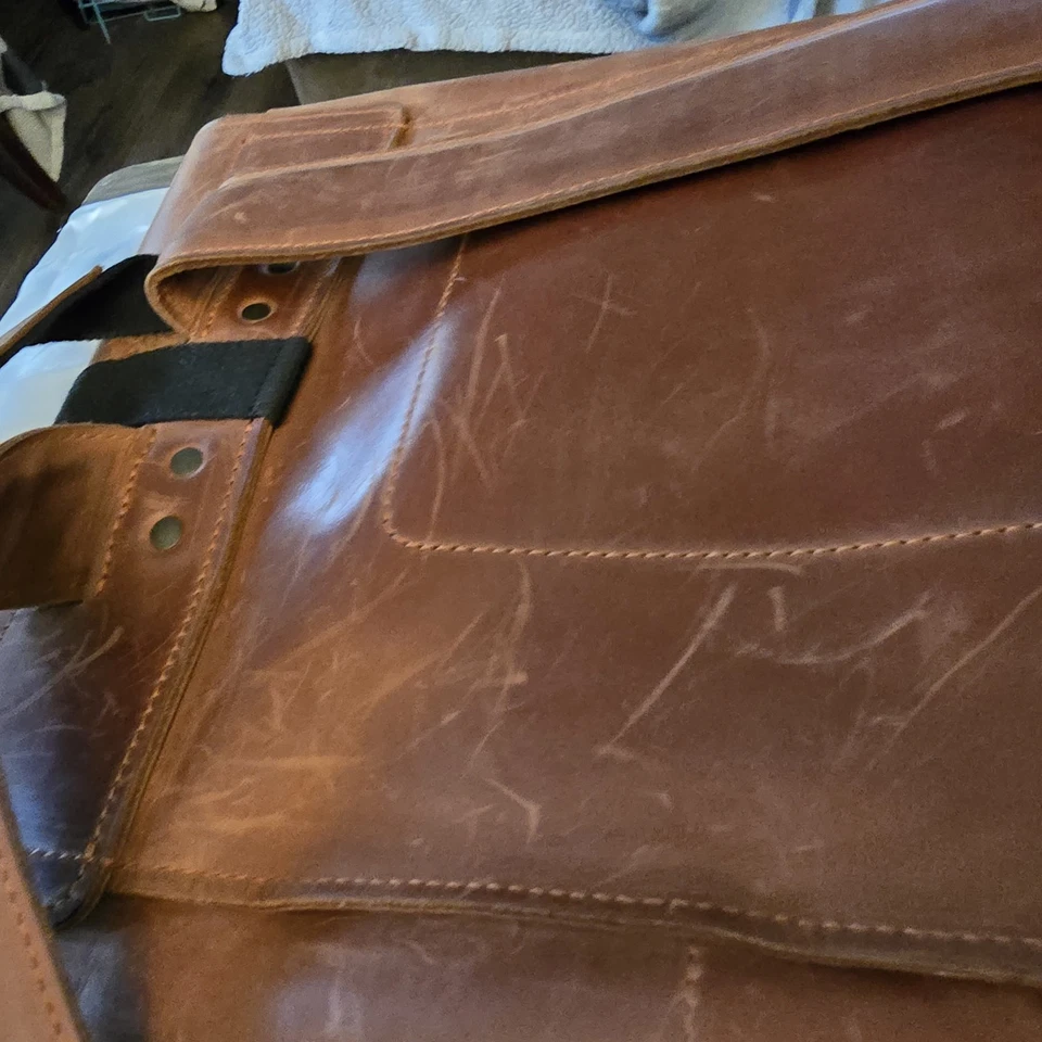 Used Genuine Leather Back Pack Travel Bag For Men's and Women's - Image 4 of 4