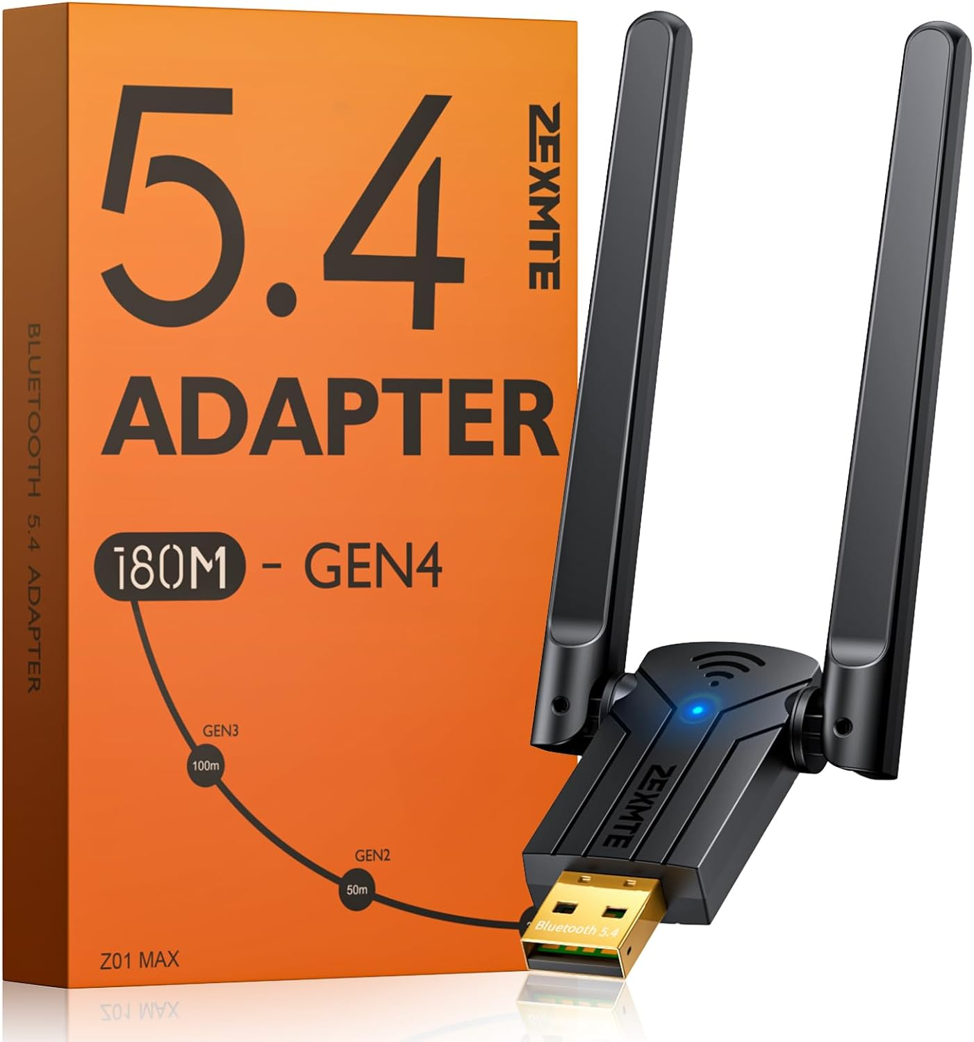 ZEXMTE USB Bluetooth Adapter for PC, 5.4 Plug & Play Bluetooth Transmitter & Rec