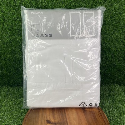 IKEA WILMA 2 White Tab Top Curtain Panels 57 x 118  Cotton/Polyester Blend NEW
