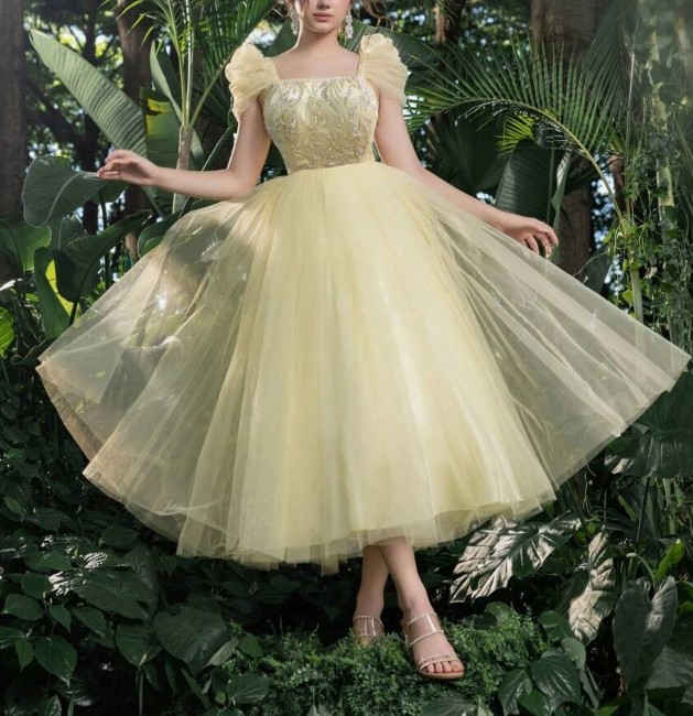 M YELLOW FAIRY BLING PRINCESS CINDERELLA TULLE PROM PARTY FORMAL BALL GOWN  DRESS | eBay