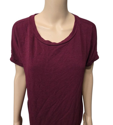 Matty M small maroon women's short sleeve thick round neck shirt classic fit