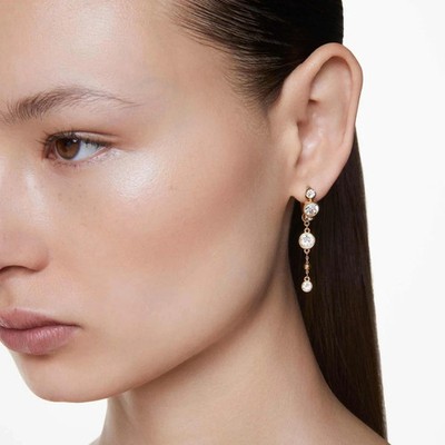 Swarovski Imber Drop Earrings Round Cut, White, Mixed Metal Finish