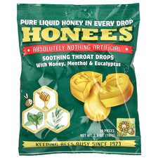 Honees Honey Filled Cough Drops Throat Lozenge with Menthol  Eucalyptus 20 ct.