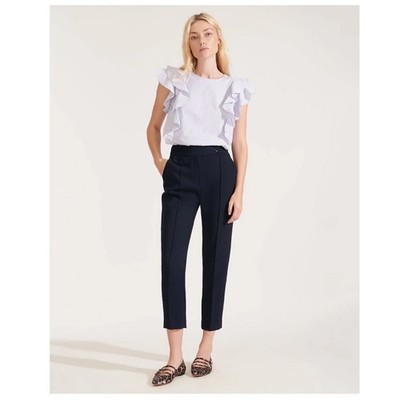 VERONICA BEARD Renzo Navy Blue Cropped Trousers New Size 6 | EUC