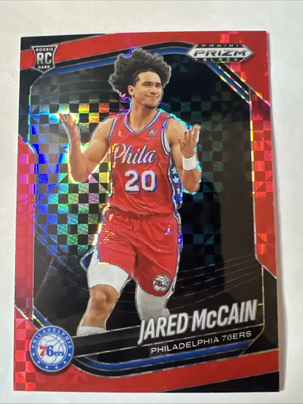 Jared McCain 2024-25 Panini Prizm Black Red Power Prizm /75 #80 RC