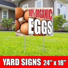 100 ORGANIC EGGS Yard Sign with H-Stakes FARM FRESH EGGS Chickens Farmers Fair