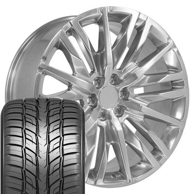 CV33 24x10 Polished Wheels & 295/35R24 Tires Set Fit Silverado Tahoe Suburban