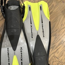 Scubapro Kinetix L-XL Swimming Scuba Fins Black Gray Yellow Green Made In Italy