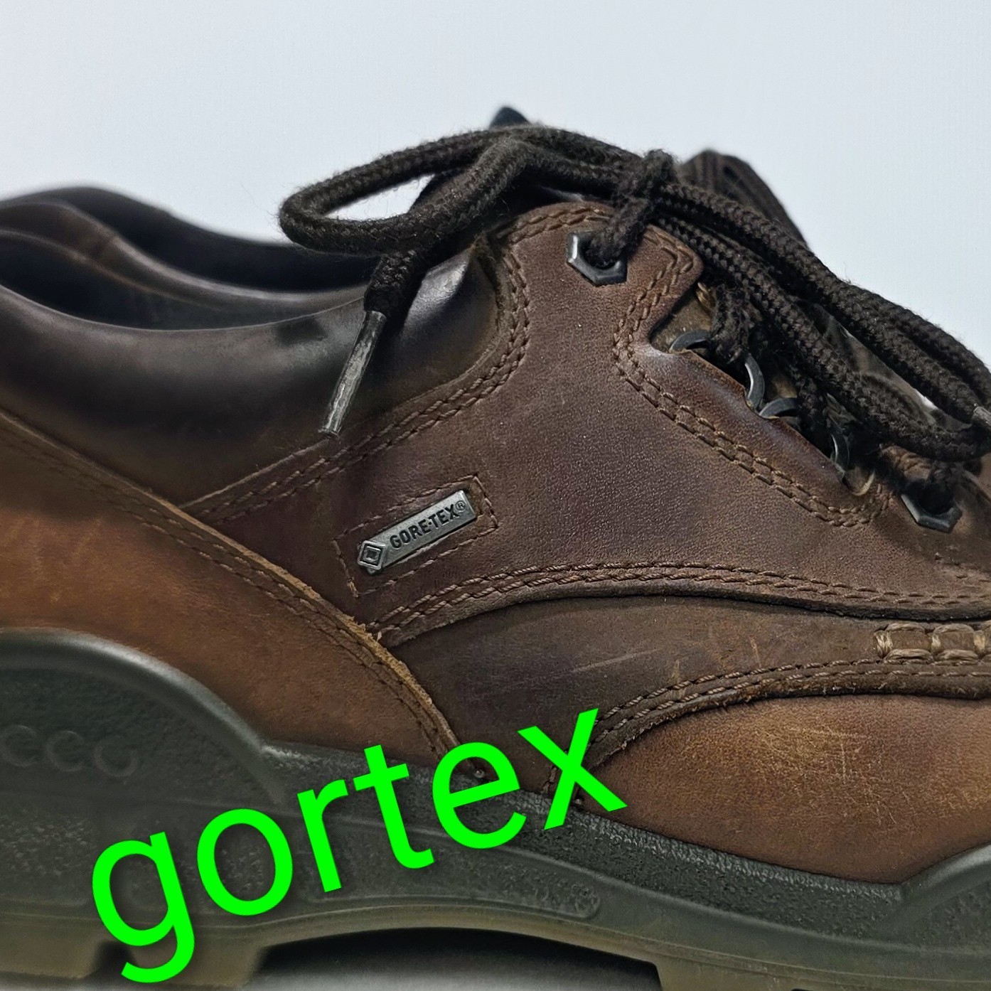 Ecco Track 2 GTX Waterproof Low Shoes Brown Leather Mens Size EU 45 US 9 to 9.5