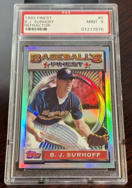 1993 B.J. Surhoff Topps Finest Refractor #8 PSA 9 Brewers Pop 55