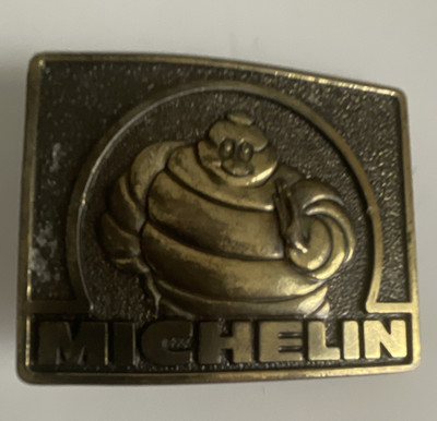 Michelin Bibendum Logo Gold & Black Advertising Belt Buckle Tires Theme