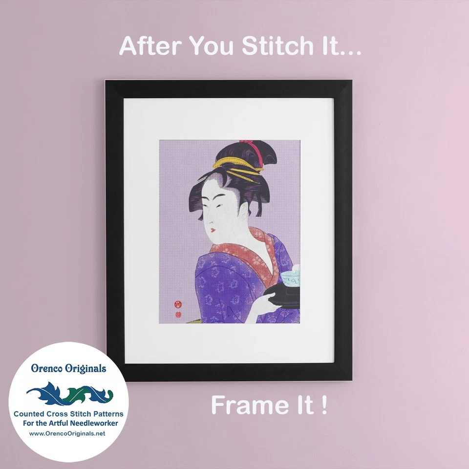 Japanese Artist Hokusai Asian The Lady #2 Counted Cross Stitch Chart Pattern - Image 2 of 4