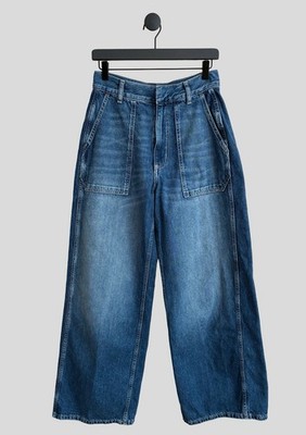 Pilcro Anthro Vintage Style High Rise Wide Leg Jeans Women s 27 Patch Pockets
