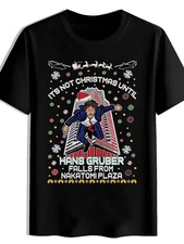 Men's Black Christmas T-Shirt with Iconic Hans Gruber & Nakatomi Plaza Die Hard