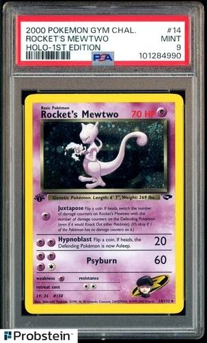 2000 Pokemon Gym Challenge 1st Edition #14 Rocket's Mewtwo Holo w/ Swirl PSA 9