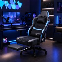 Devoke Gaming-Stuhl Mit FußStüTze, Ergonomischer BüRostuhl Schwarz-Weiß，