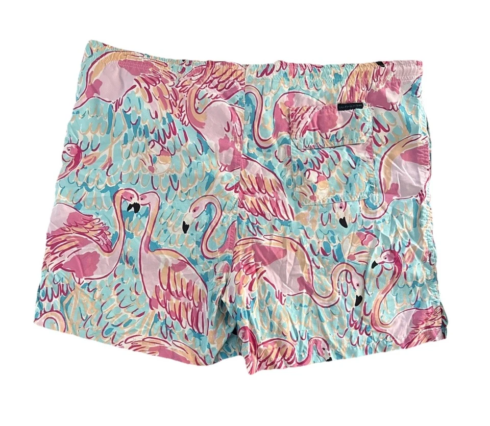 Lilly Pulitzer мужские Capri плавательный сундук синий розовый фламинго очистить и съесть - большой - Изображение 4 из 4
