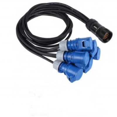 19Pin Socapex Male Plug to 6 Male Powercon CEE 16A Power Cable 2meter