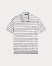 Polo Ralph Lauren Mens Gray White Stripe Textured Cotton Linen Sweater Sz M