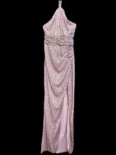 Mac Duggal 27128 Lilac Purple Sequin Stretch Prom Halter Dress Formal NWT Size 6