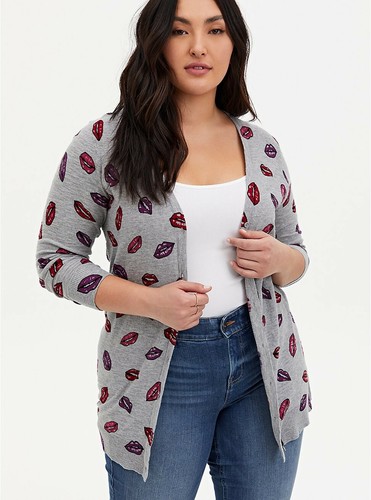 Torrid Lips Slub Boyfriend Cardigan 